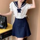 Short-sleeve Sailor-collar Blouse / Mini Skirt / Set