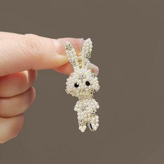 Rabbit Faux Pearl Hair Clip Gold - One Size