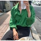 Puff-sleeve Linen Shirt Green - One Size