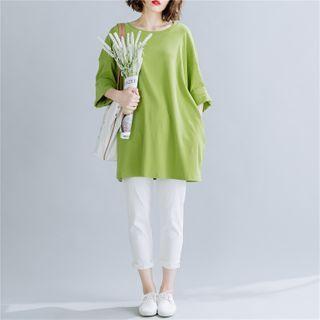 Elbow-sleeve T-shirt Green - One Size