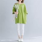 Elbow-sleeve T-shirt Green - One Size