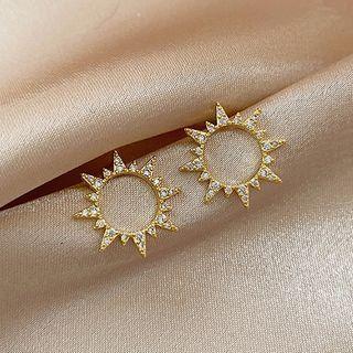 Alloy Rhinestone Sunflower Earring As Shown In Figure - One Size