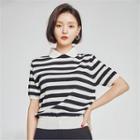 Contrast-collar Knit Top In 2 Designs