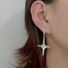 Cross Drop Earring 1 Pair - Silver - One Size