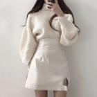 Mock-neck Sweater / Mini Skirt / Set