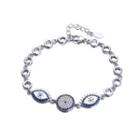 925 Sterling Silver Elegant Fashion Eye Shape Bracelet With Cubic Zircon Silver - One Size