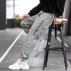 Drawstring-cuff Lettering Straight-leg Pants
