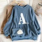 Set: Lettering Fleece Sweatshirt + Chain Mini Crossbody Bag