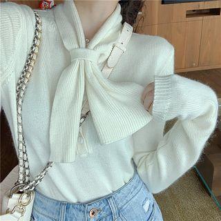 Bow-accent Long-sleeve Sweater