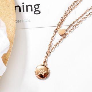 Star Disc Pendant Layered Necklace