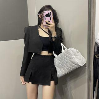 Cropped Camisole Top / Cropped Blazer / Mini A-line Skirt