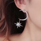 925 Sterling Silver Rhinestone Moon & Star Dangle Earring 1 Pair - 925 Sterling Silver Rhinestone Moon & Star Dangle Earring - Silver - One Size