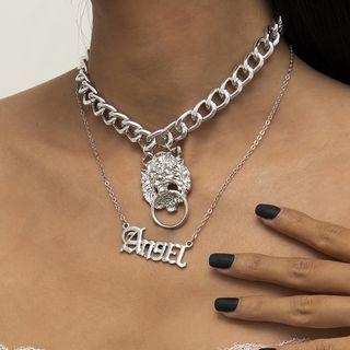 Set: Lettering / Lion Pendant Necklace
