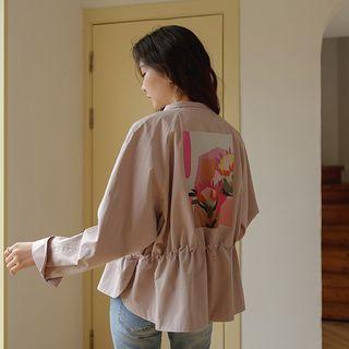 Printed Stand-collar Safari Jacket