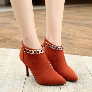 Chain-accent High-heel Ankle Boots