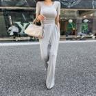Crop T-shirt & Wide Pants Loungewear Set