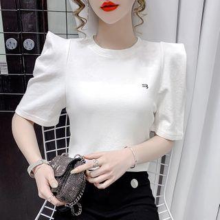 Puff-sleeve Embroidered T-shirt