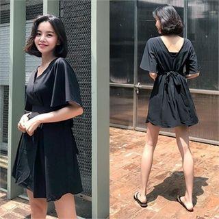 V-neck Tie-waist Minidress