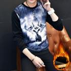 Print Panel Fleece-lined Neoprene Sweatshirt
