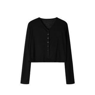 Plain V- Neck Knit Cardigan