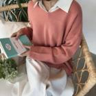 Loose-fit Wool Blend Sweater Apricot - One Size