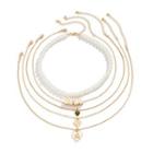Heart Pendant Layered Faux Pearl Alloy Choker 3128 - Gold - One Size