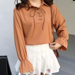 Plain Lace Up Front Shirt