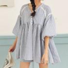 Buttoned Elbow Sleeve Blouse