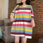 Short Sleeve Rainbow Striped T-shirt