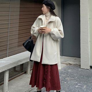 Ruffle Midi A-line Skirt / Flower Detail Cardigan