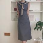 Mock Two-piece Blouse / Midi A-line Skirt