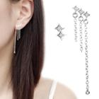 Non-matching Alloy Rhinestone Star Fringed Earring 1 Pair - With Ear Nuts - Silver - One Size