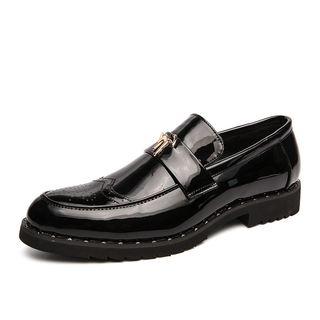 Wing-tip Faux-leather Loafers