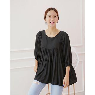 Puff-sleeve Frilled Empire Top