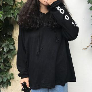 Long-sleeve Hoodie Lettering T-shirt