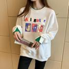Mock-two Piece Printed Long-sleeve Sweater