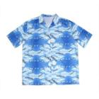 3/4-sleeve Print Shirt Sky Blue - One Size