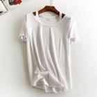 Short-sleeve Slit-neck Top