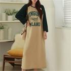 Raglan-sleeve Letter T-shirt Dress