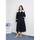Eco-fur Lining Long Trench Coat Black - One Size