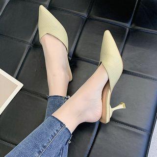 Kitten-heel Pointed Slide Sandals