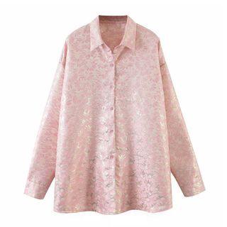 Floral Embroidery Shirt 818873 - Pink - One Size