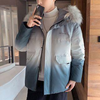 Fluffy Trim Hooded Gradient Padded Jacket