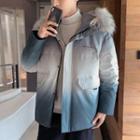 Fluffy Trim Hooded Gradient Padded Jacket