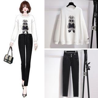 Print Sweatshirt / Skinny Pants / Set