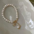 Pendant Faux Pearl Choker E685 - White Faux Pearl - Gold - One Size