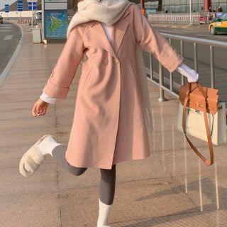 Notch Lapel Double-breasted Midi Coat / Scarf