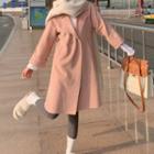 Notch Lapel Double-breasted Midi Coat / Scarf