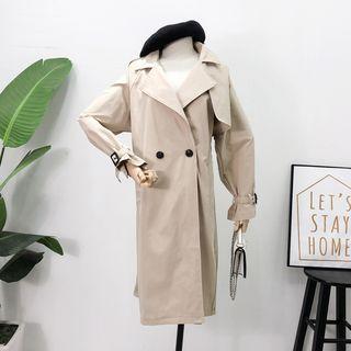 Double-breasted Pleated-back Trench Coat