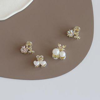 Flower Rhinestone / Faux Pearl Hair Clamp